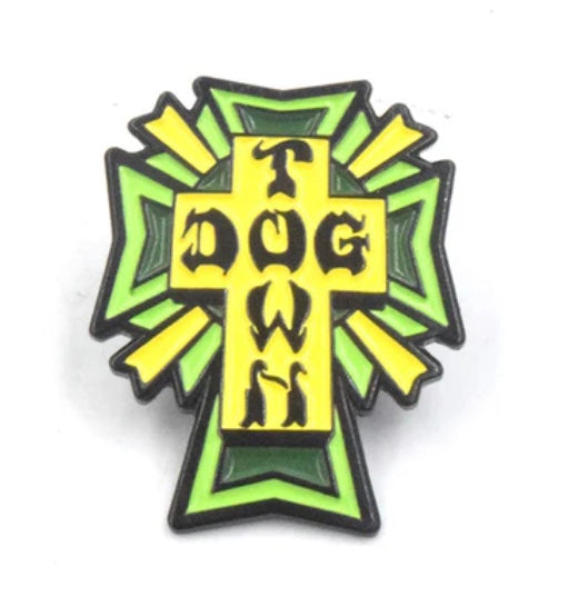 Dogtown Cross Logo Color Enamel Pin - Green