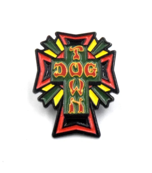 Dogtown Cross Logo Color Enamel Pin - Rasta