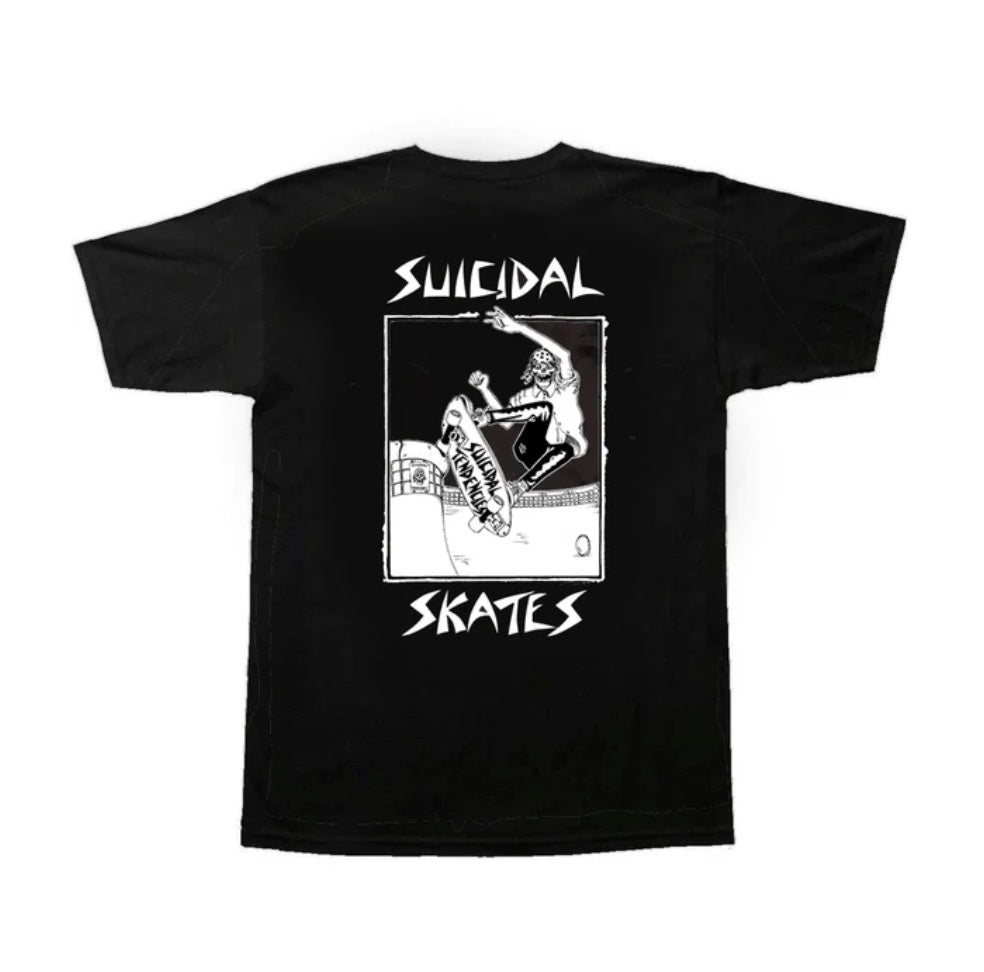 Suicidal Skates Pool Skater 80s T-Shirt - Black/White